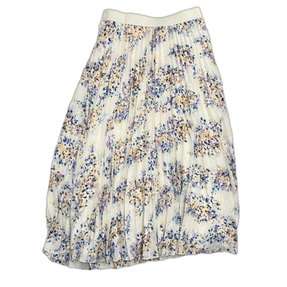 Vince Camuto Pleated Pull-On Midi Skirt Size Small Elastic Waistband Flowy - Picture 3 of 10